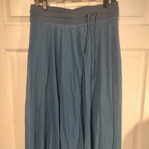 HALARA High Waisted Drawstring Contrast Mesh 2-in-1 Flowy Midi Flare Skirt Sz L